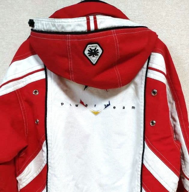 asics Power Austria スキーウェア 赤/白 フード付き