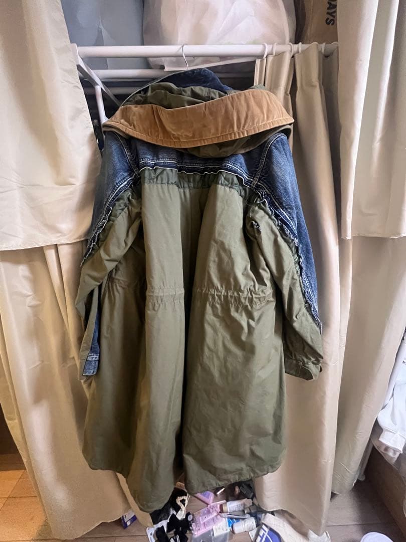 【sacai 大人気／デニム ドッキング モッズコート・サイズ3】