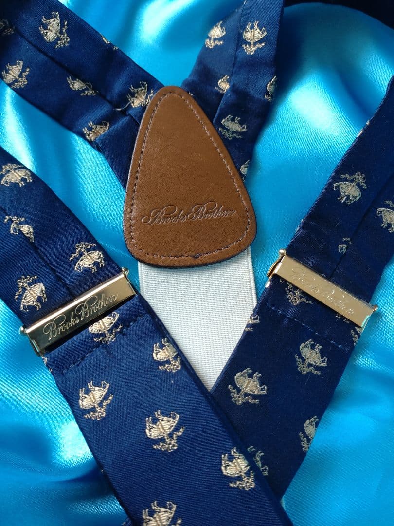 【美品】Brooks Brothers サスペンダー ネイビー　エンブレム柄