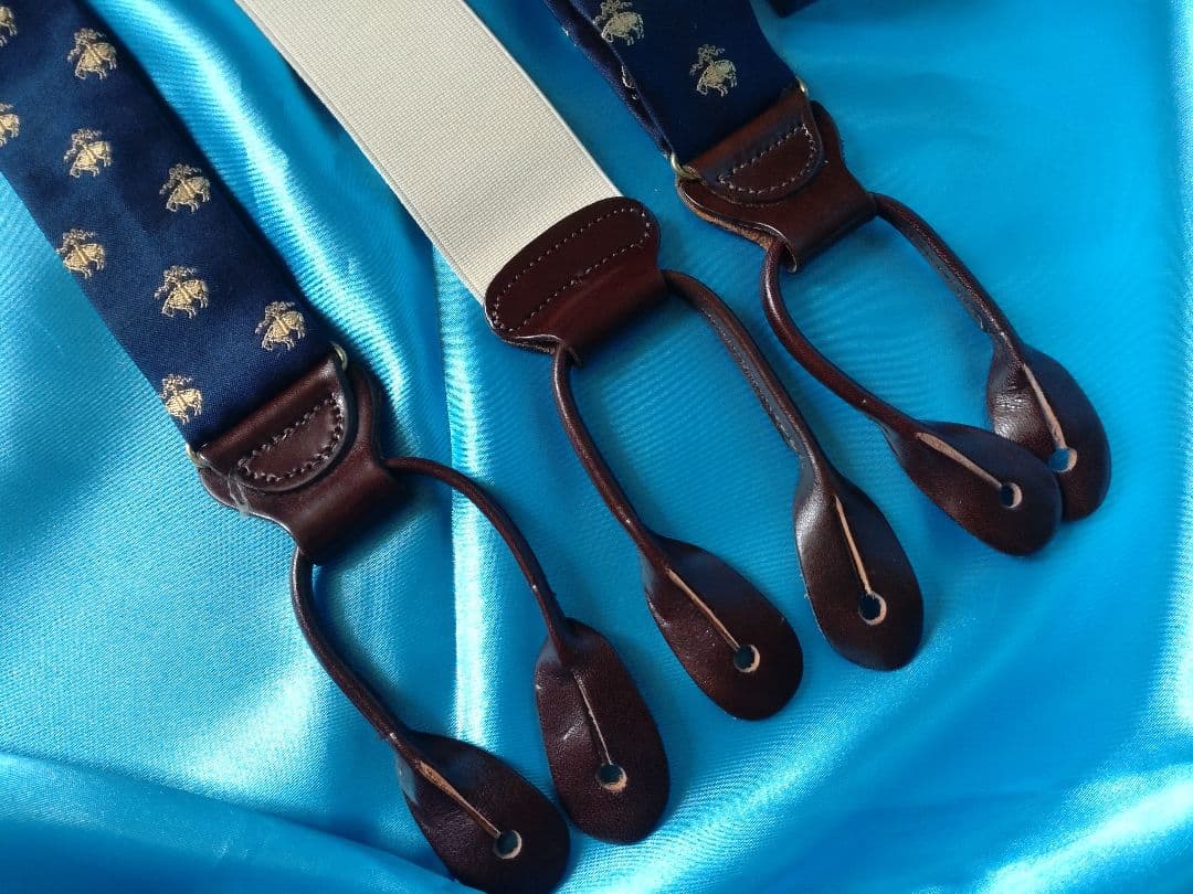 【美品】Brooks Brothers サスペンダー ネイビー　エンブレム柄