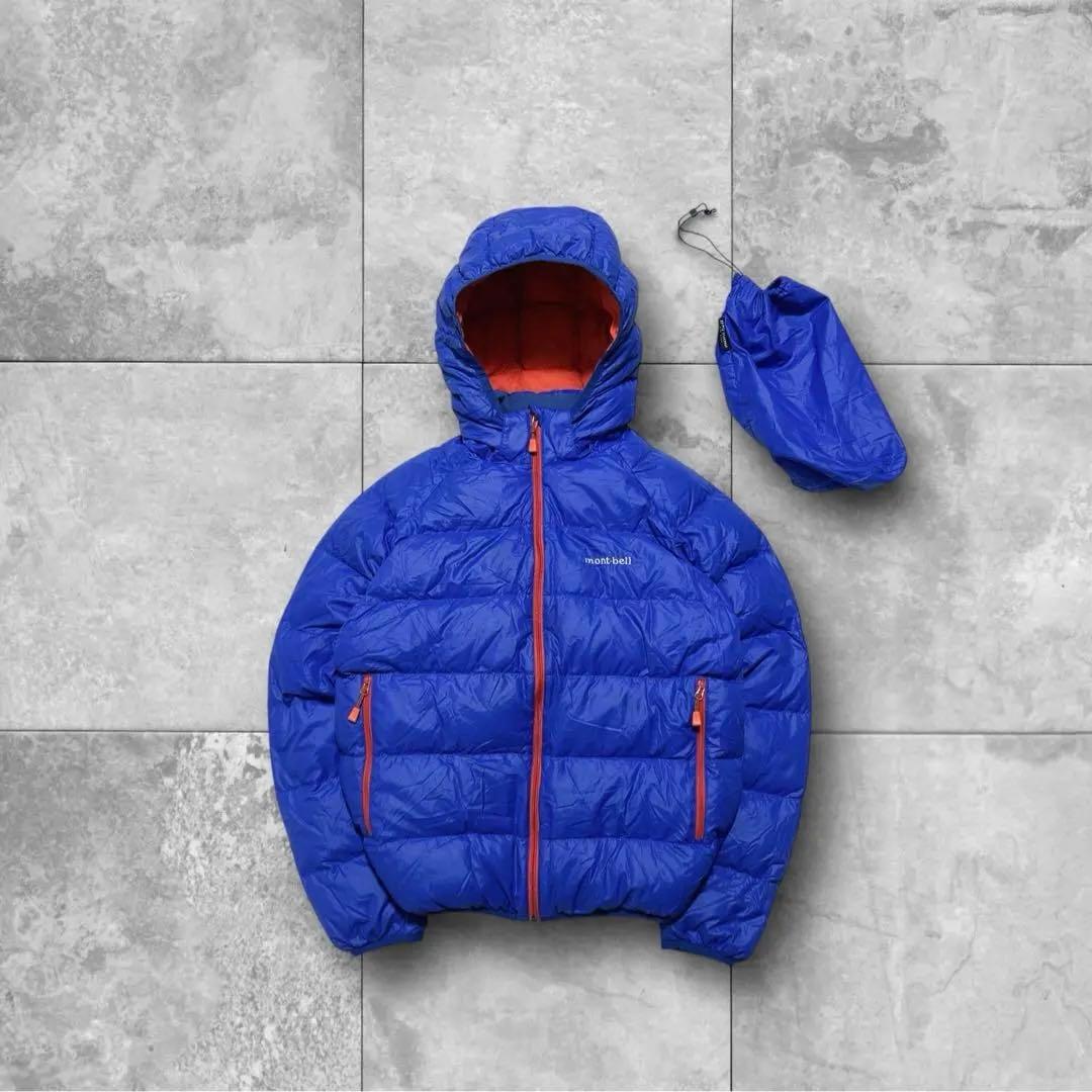 美品 mont-bell down jacket parka blue 収納袋付