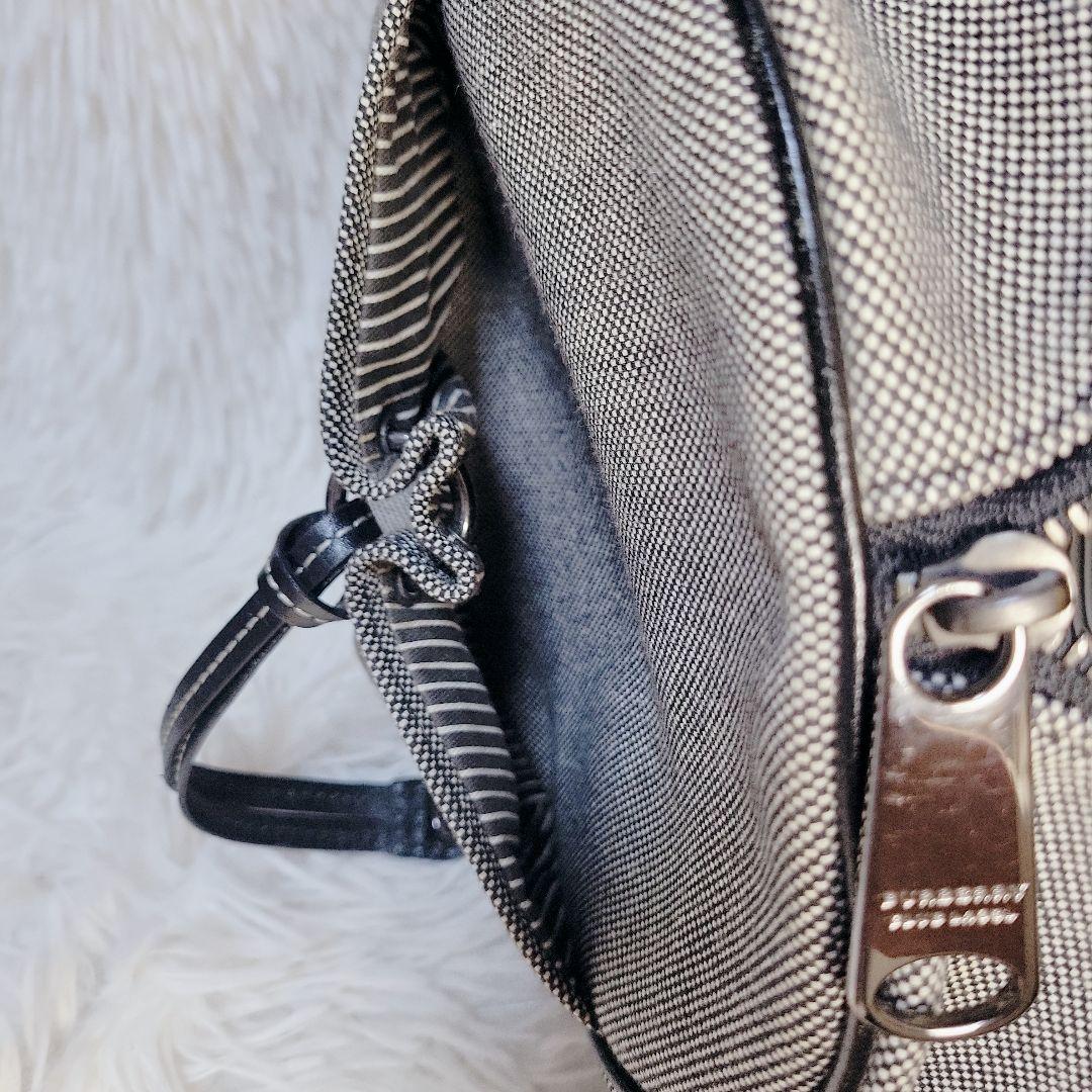 希少✨バーバリー ボストン ハンドバッグ　キャンバス レザー　ロゴプレート