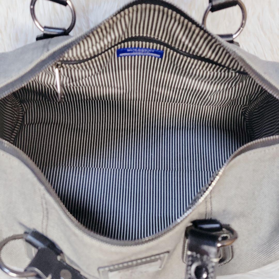 希少✨バーバリー ボストン ハンドバッグ　キャンバス レザー　ロゴプレート