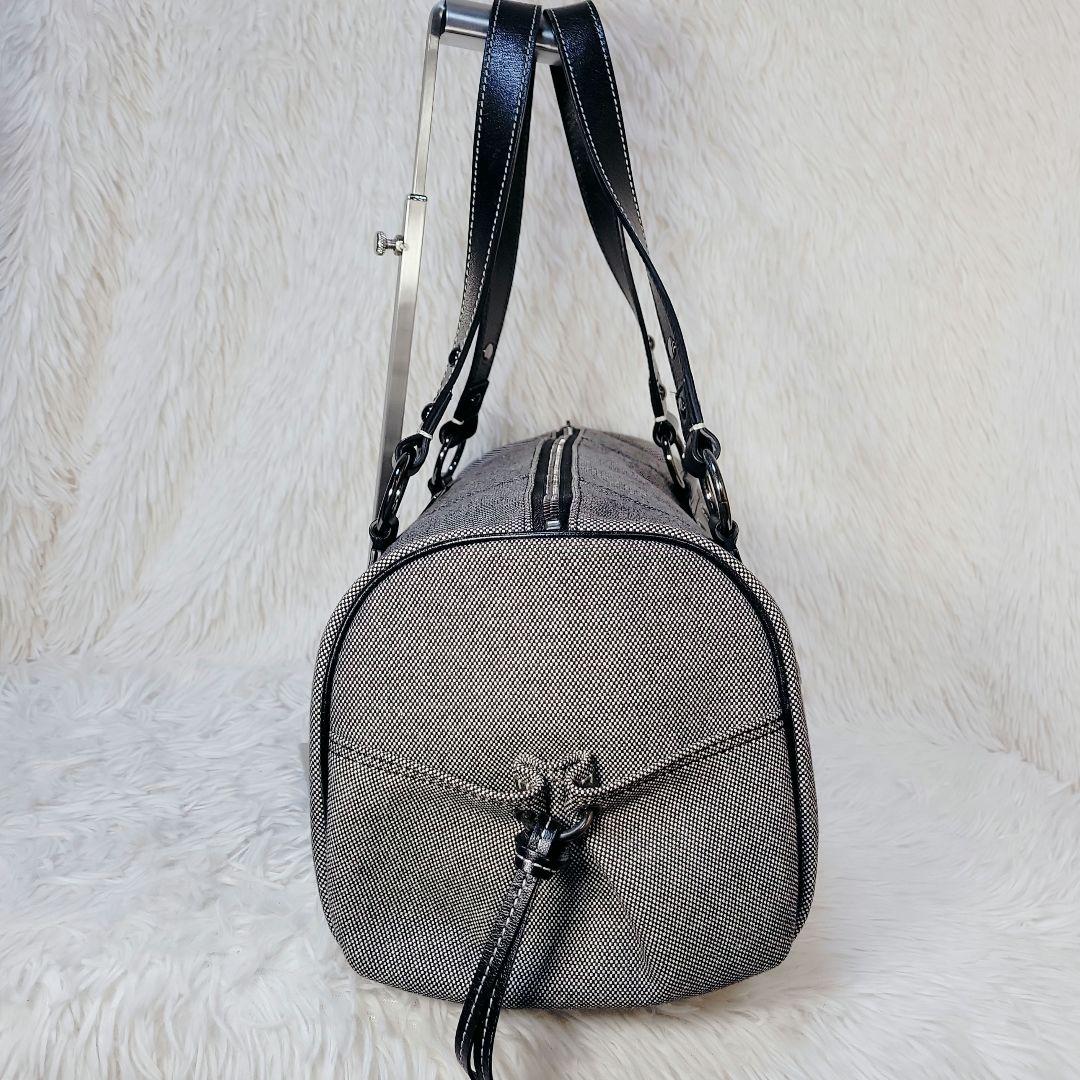 希少✨バーバリー ボストン ハンドバッグ　キャンバス レザー　ロゴプレート