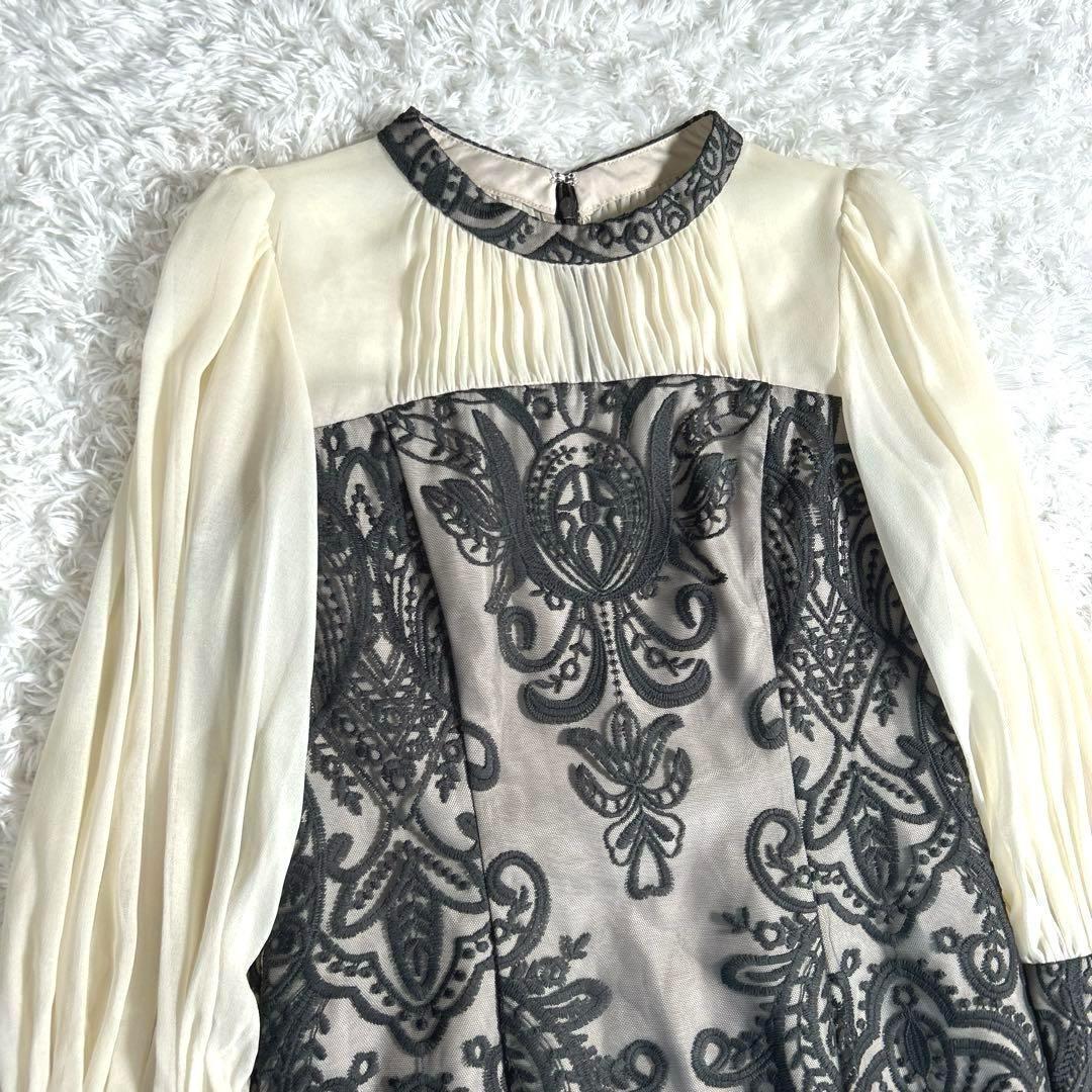 【美品・24SS】　ANDRESD　ダマスクギャザードレス　ワンピース　カーキ