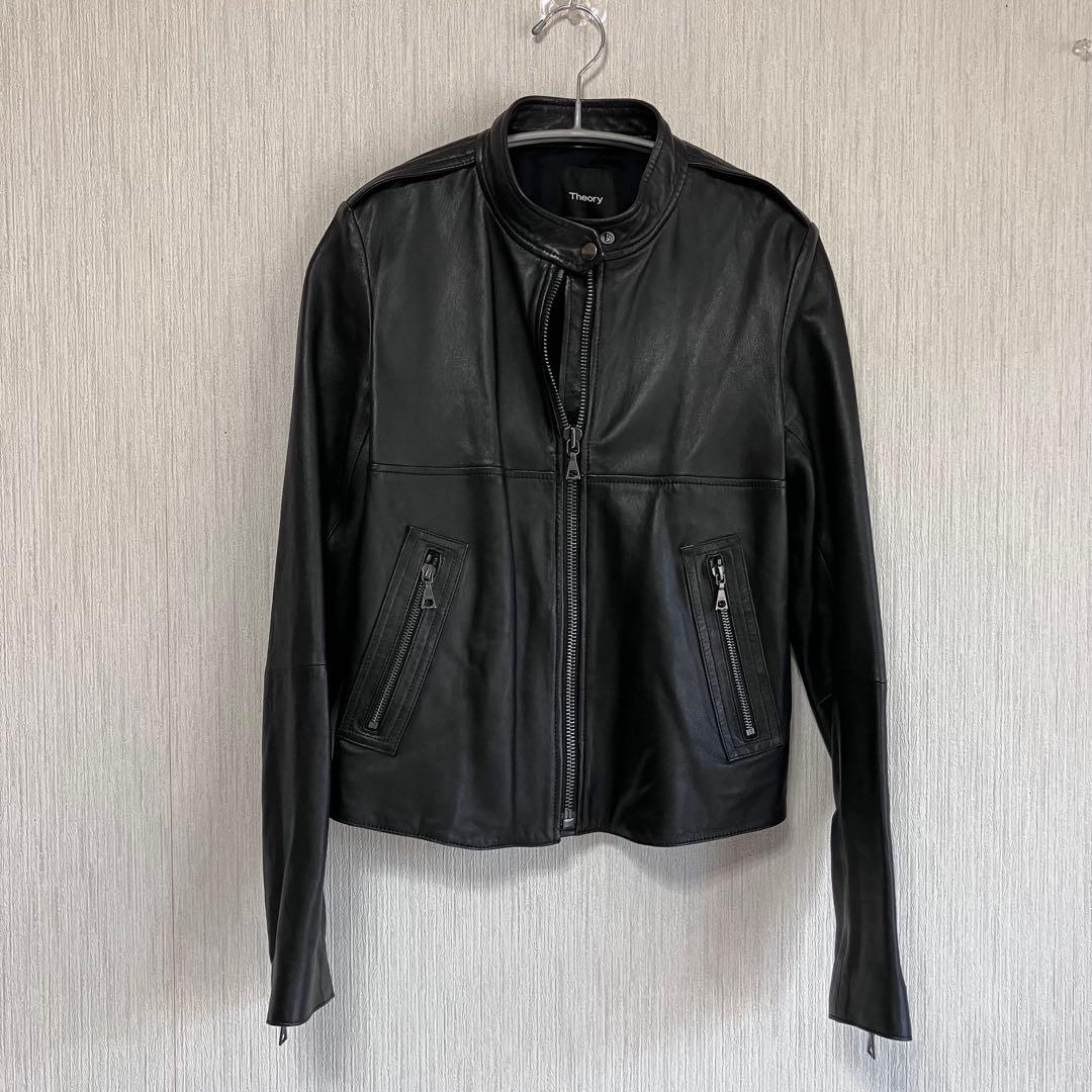 【美品】現行ロゴ　Theory ラムレザー　シングル　ライダースジャケット