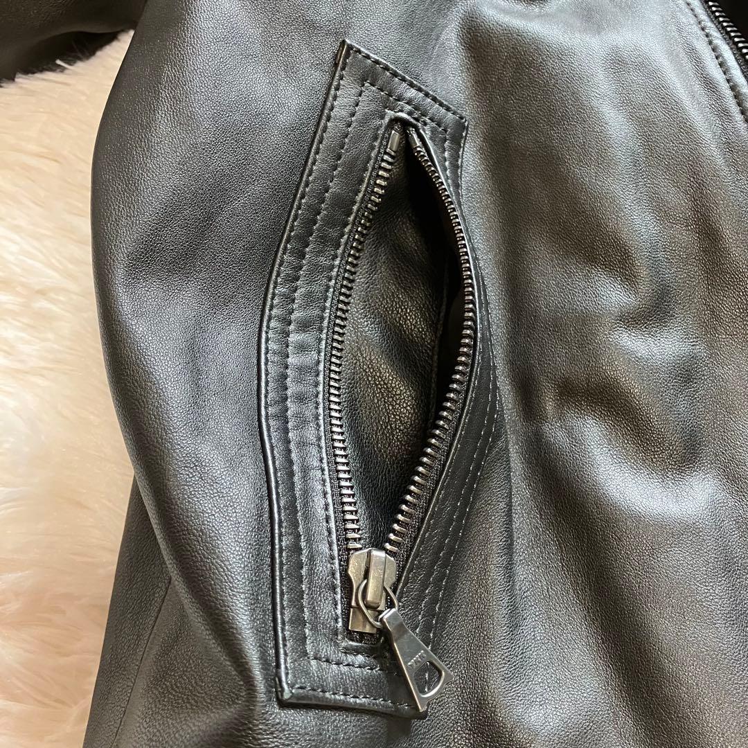 【美品】現行ロゴ　Theory ラムレザー　シングル　ライダースジャケット