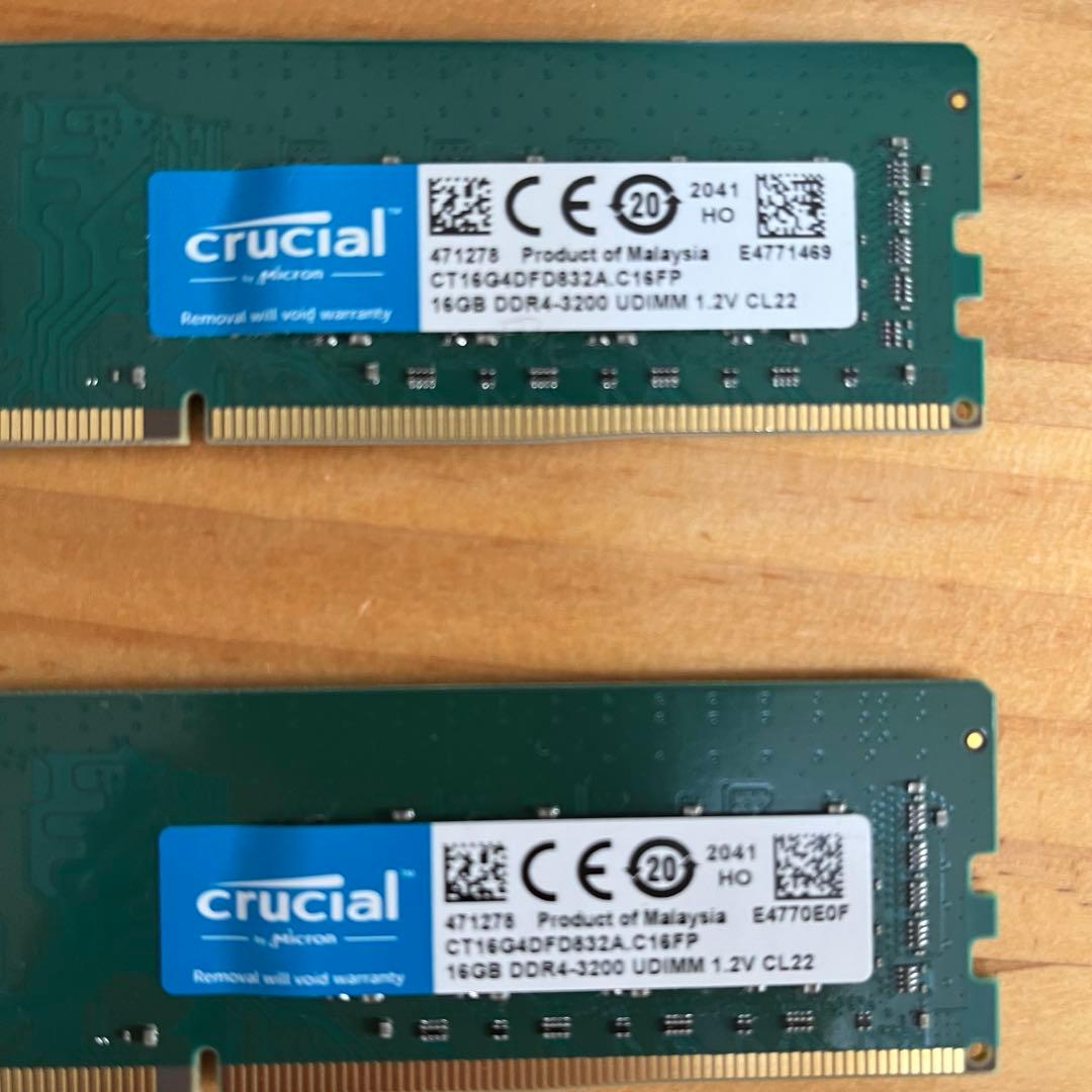 Crucial 32GB（16×2） DDR4-3200 メモリ