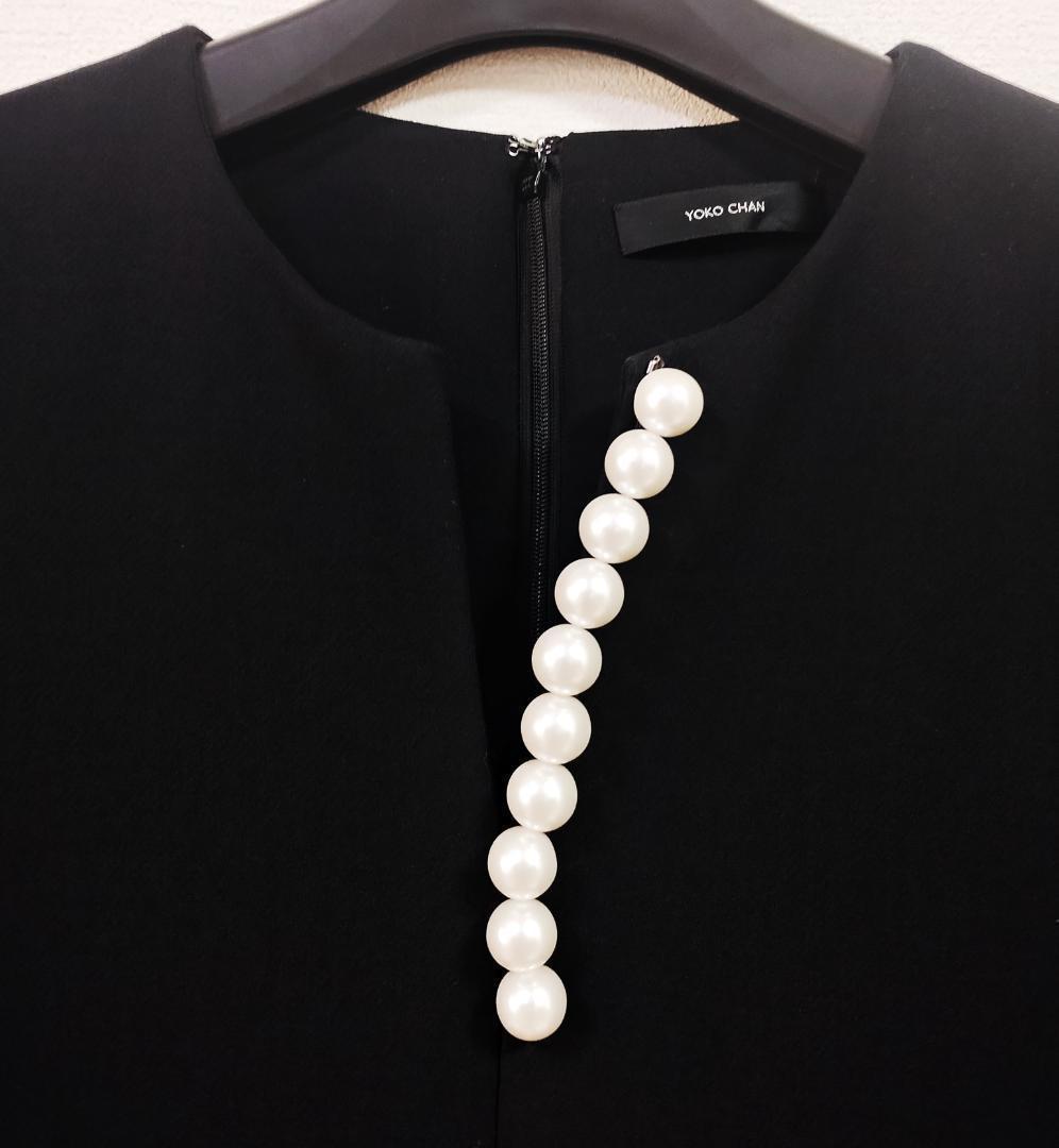 最安値 現行モデルYOKOCHANヨーコチャン ティアード パールワンピ36濃紺