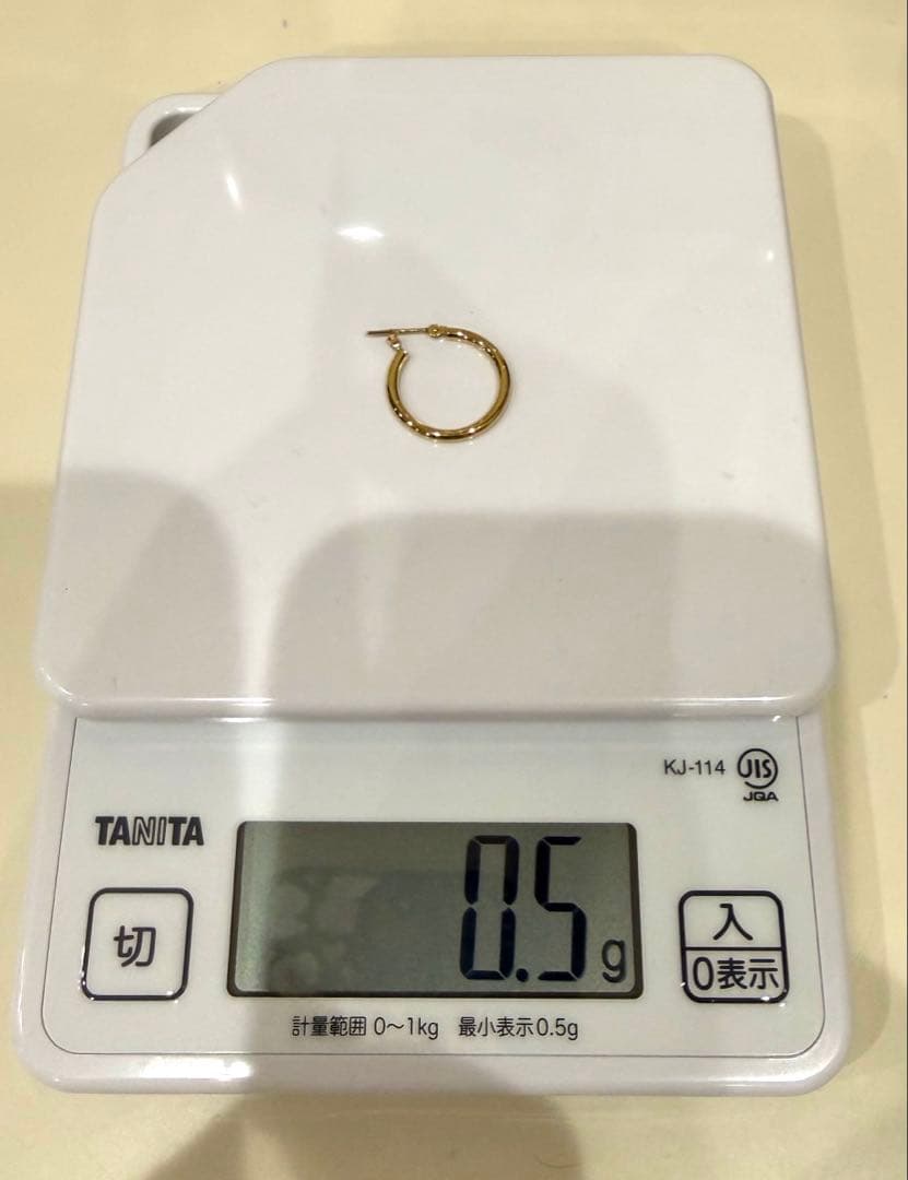 【SALE】K18フープ ピアス 18金／幅2mm外径20mmパイプピアス／片耳