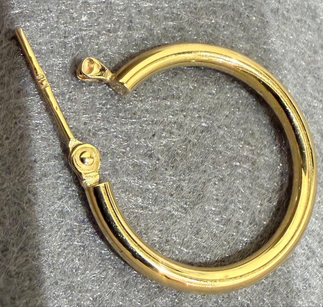 【SALE】K18フープ ピアス 18金／幅2mm外径20mmパイプピアス／片耳