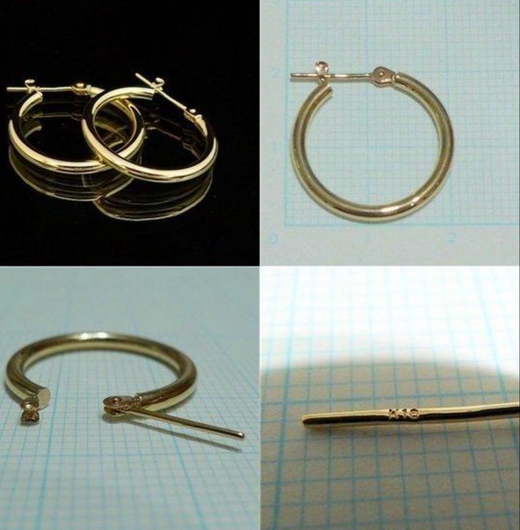 【SALE】K18フープ ピアス 18金／幅2mm外径20mmパイプピアス／片耳