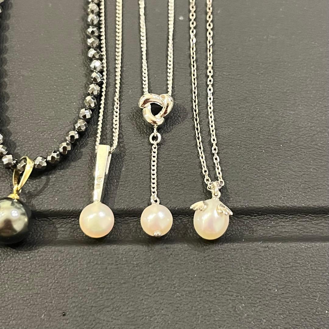 パール　ネックレス　田崎　ミキモト　天使の卵　シルバー　黒蝶　オニキス