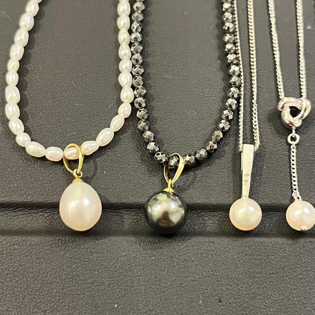 パール　ネックレス　田崎　ミキモト　天使の卵　シルバー　黒蝶　オニキス