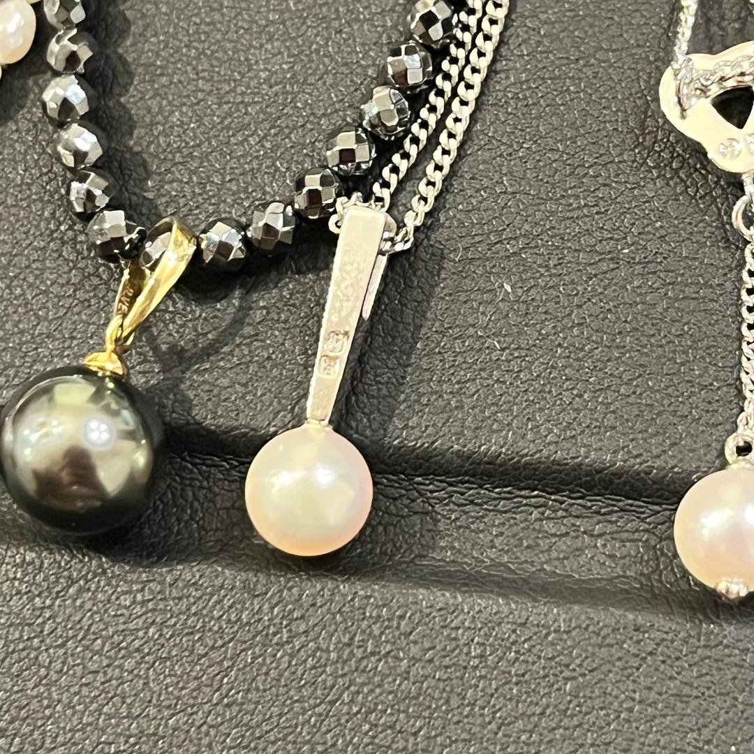 パール　ネックレス　田崎　ミキモト　天使の卵　シルバー　黒蝶　オニキス