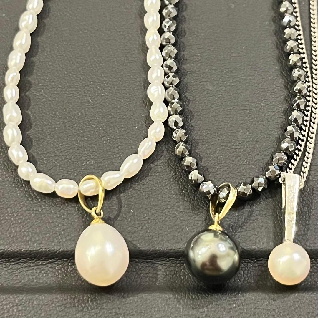 パール　ネックレス　田崎　ミキモト　天使の卵　シルバー　黒蝶　オニキス