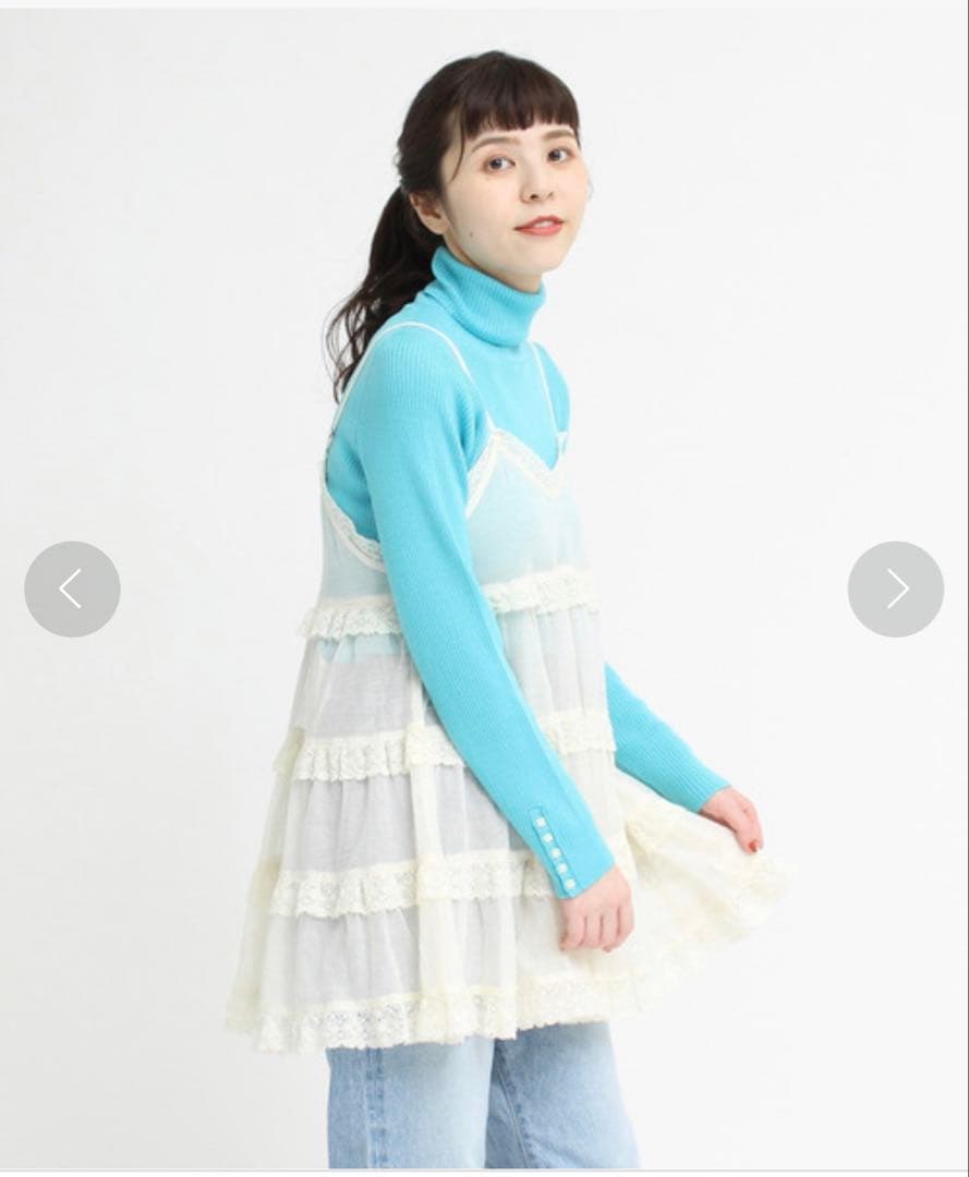 Dot＆Stripes メッシュキャミブラウス