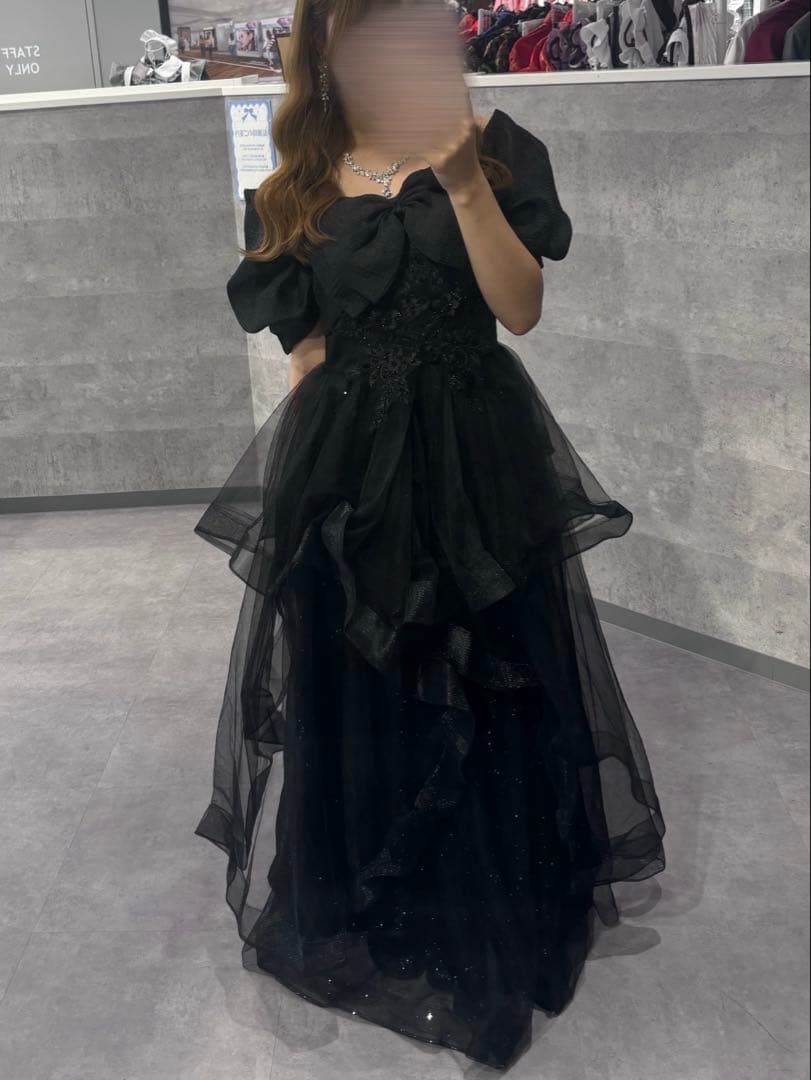 黒ドレス 文化祭 ブラック ロングドレス