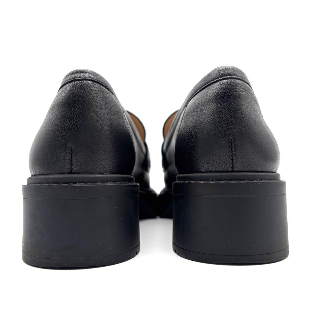 未使用保管品 コーチ リア ローファー C金具 レザー レディース 23cm 黒