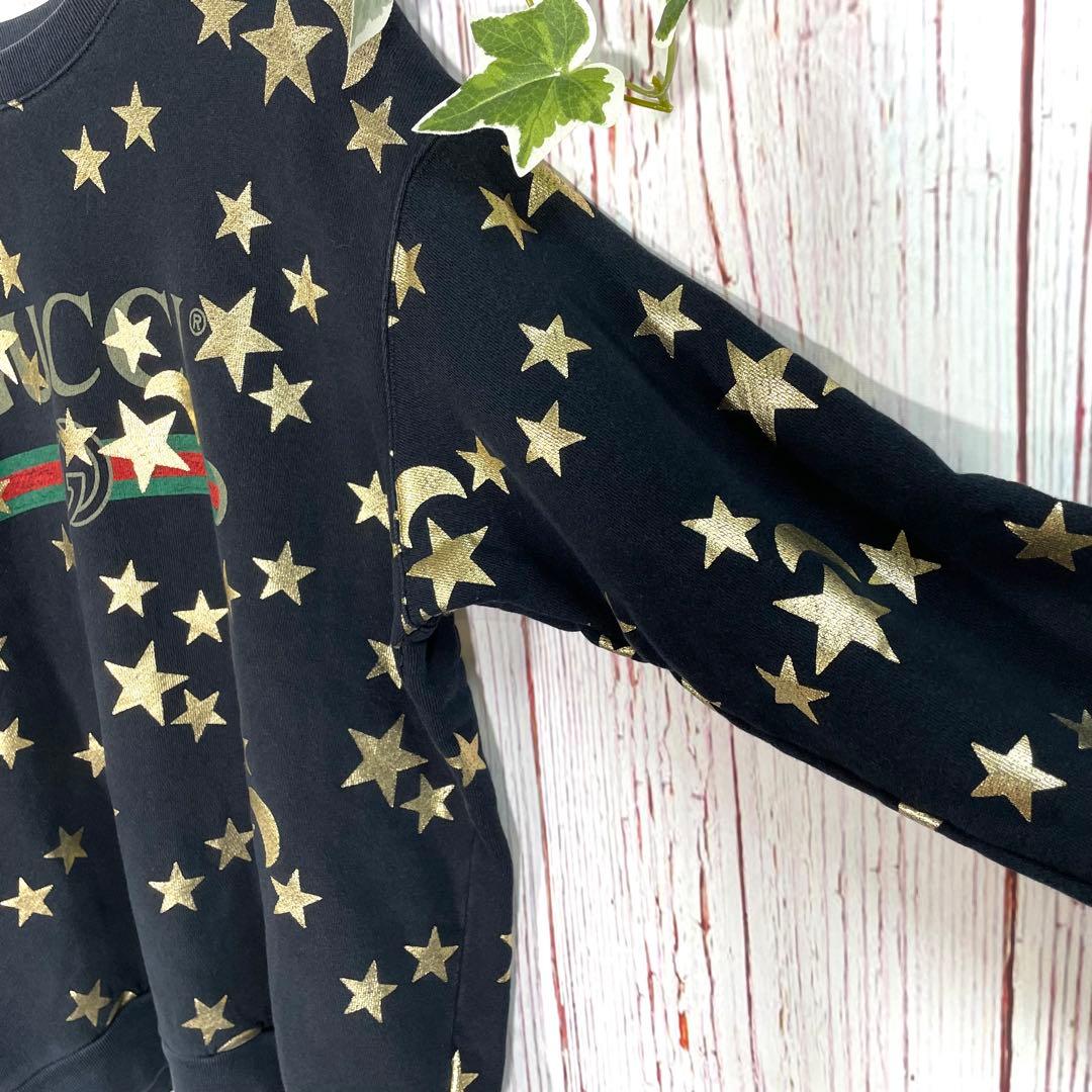 【松井】GUCCI グッチスウェットトレーナー黒ビッグロゴ　スタームーン