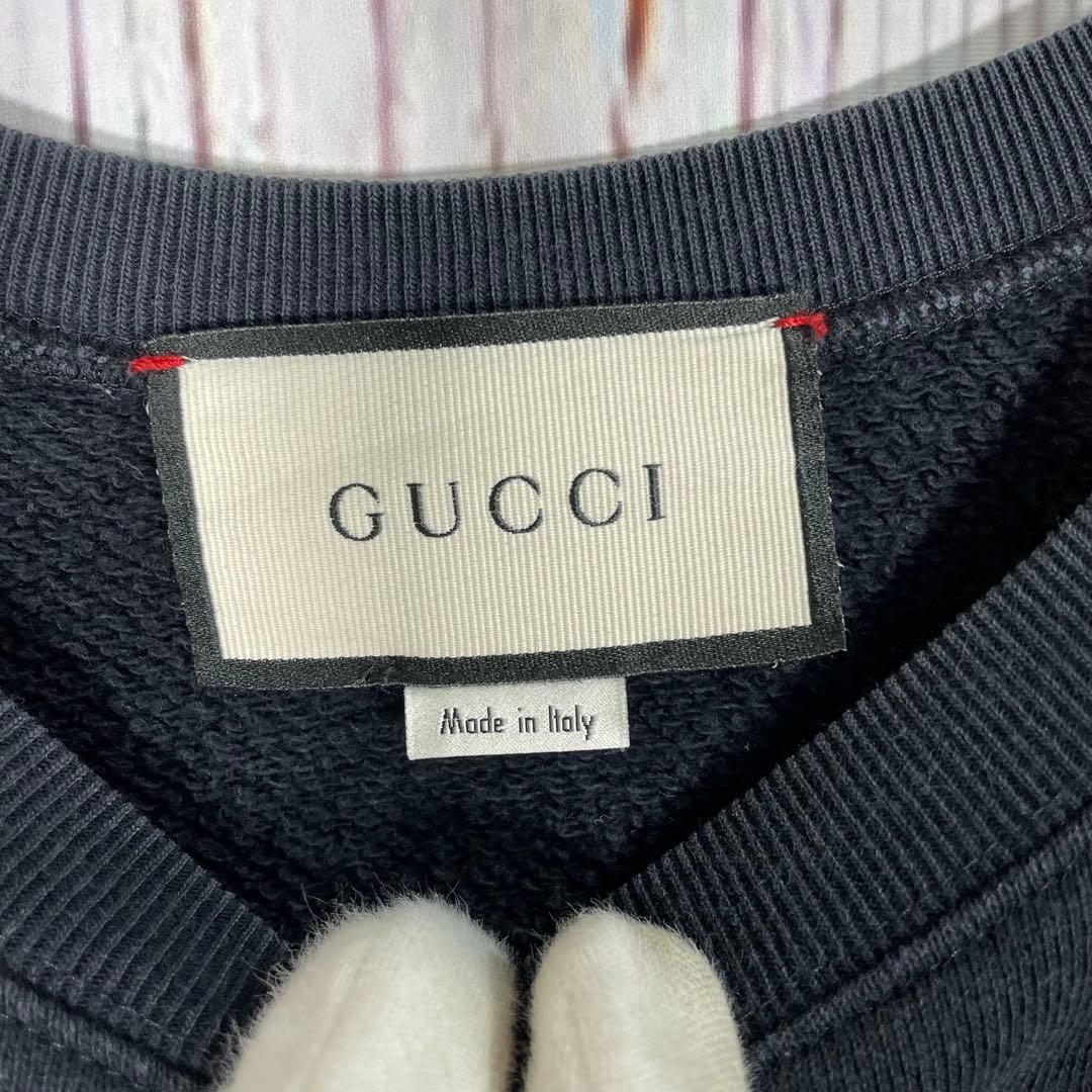【松井】GUCCI グッチスウェットトレーナー黒ビッグロゴ　スタームーン