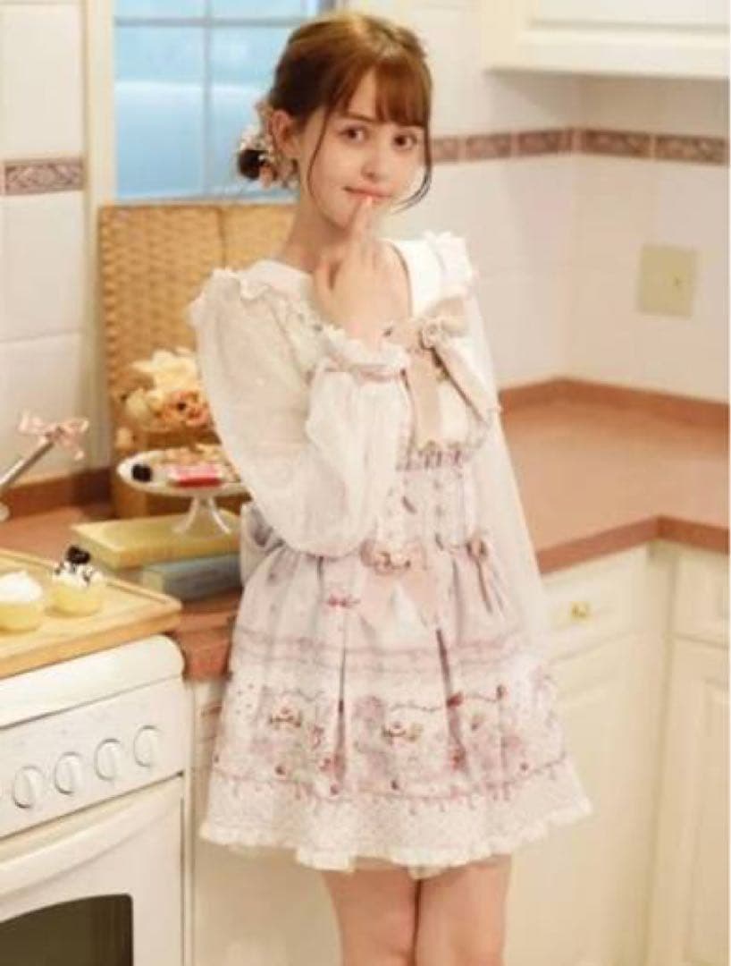 リズリサ WhipBearCafe柄ワンピース ピンク