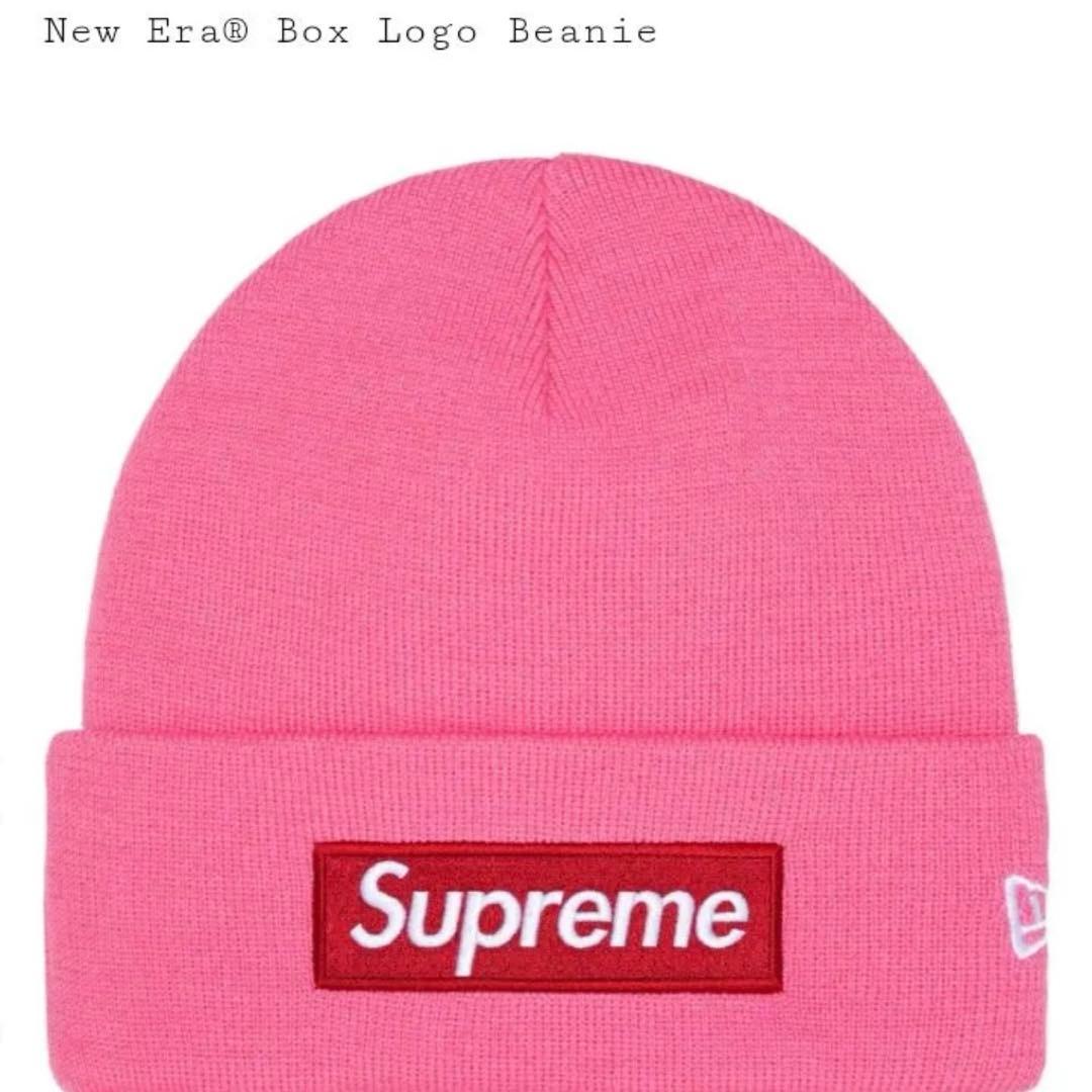 シュプリーム　ニューエラ　ボックスロゴ　ビーニー　ピンク 25AW