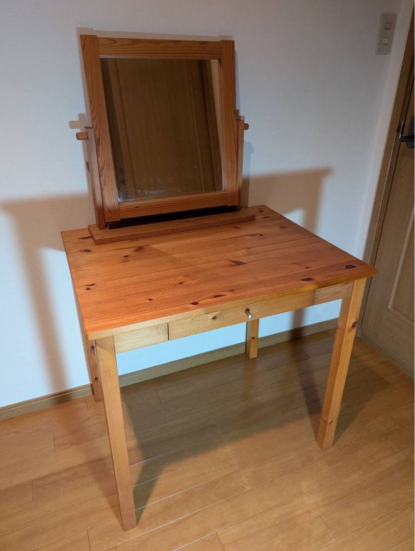 ■送料込■無印良品 ドレッサー パイン材 デスク コスメ台 化粧 鏡 卓上ミラー
