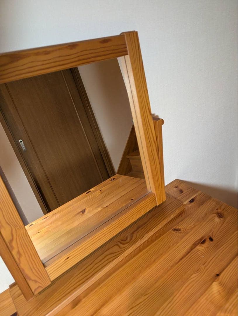 ■送料込■無印良品 ドレッサー パイン材 デスク コスメ台 化粧 鏡 卓上ミラー