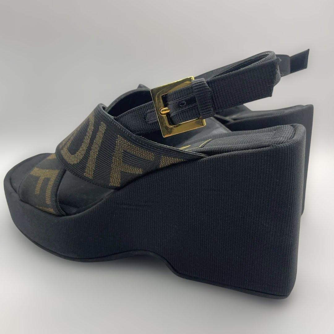 フェンディ　厚底　サンダル　ウェッジソール　クロスベルトサンダル35 1/2