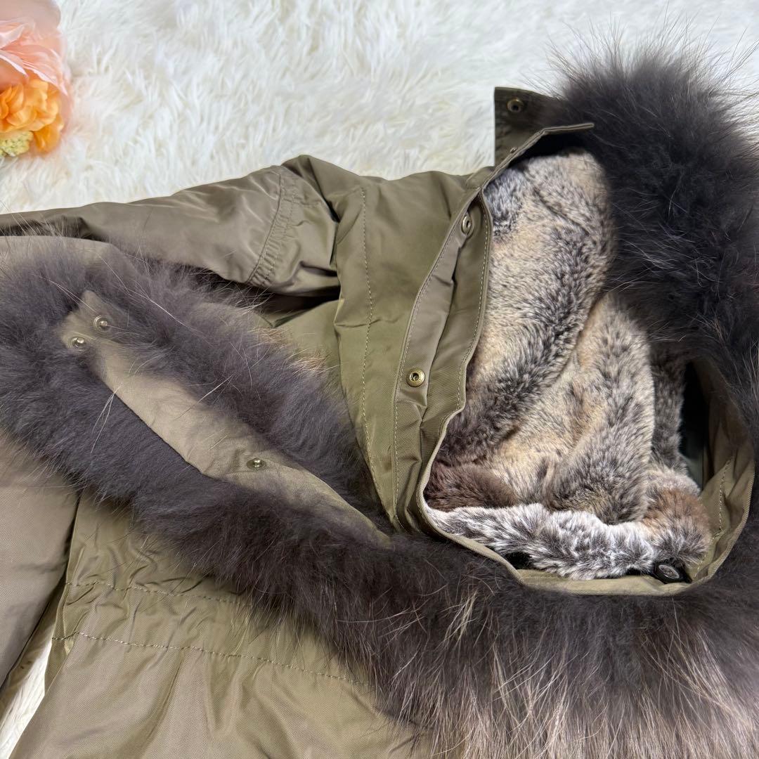【23区】美品♡マルチウェイ モッズダウンコート カーキ リアルファー 40 L