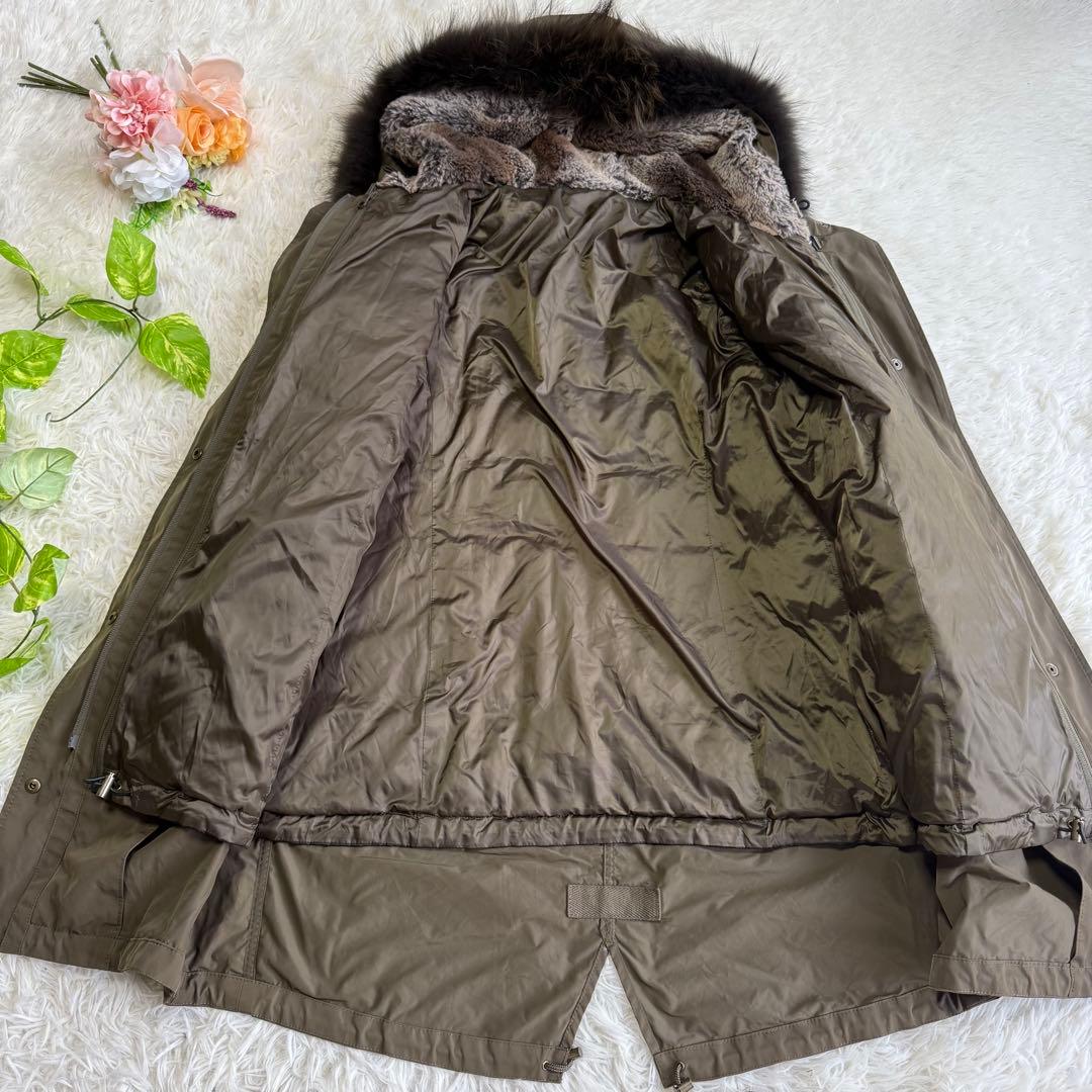 【23区】美品♡マルチウェイ モッズダウンコート カーキ リアルファー 40 L