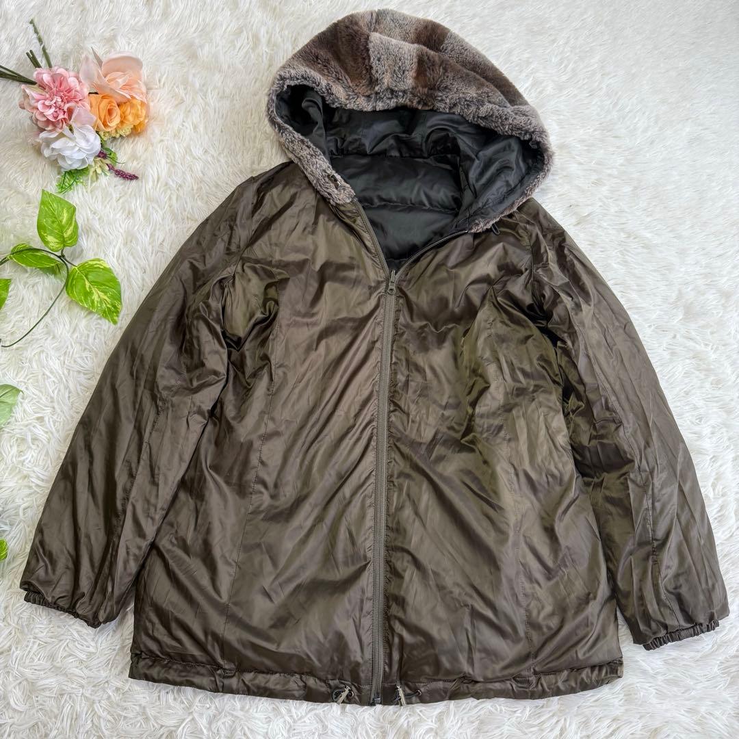 【23区】美品♡マルチウェイ モッズダウンコート カーキ リアルファー 40 L