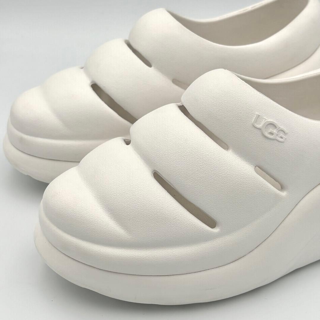 【新品級】UGG スポート イヤー クロッグ ホワイト 厚底 25cm
