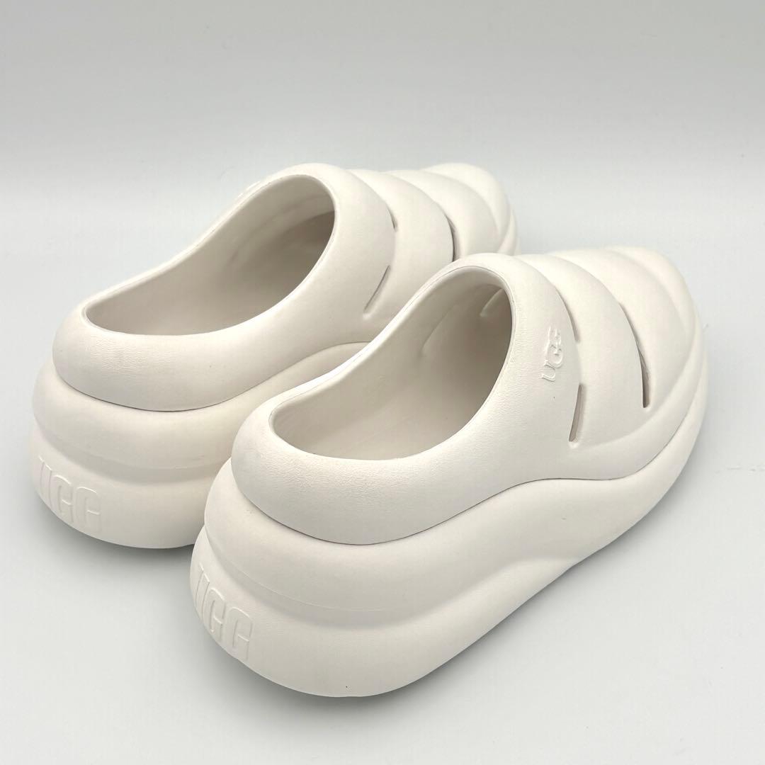 【新品級】UGG スポート イヤー クロッグ ホワイト 厚底 25cm