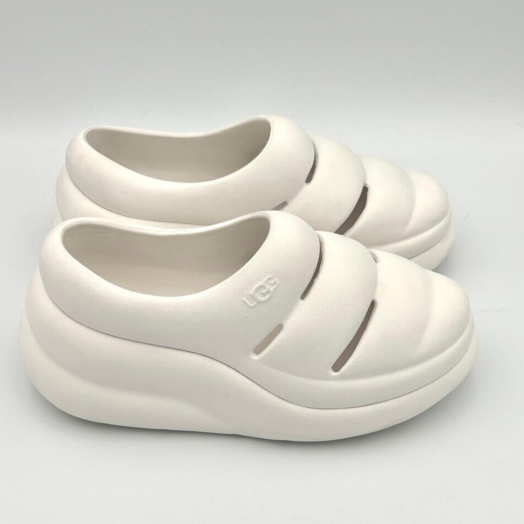 【新品級】UGG スポート イヤー クロッグ ホワイト 厚底 25cm