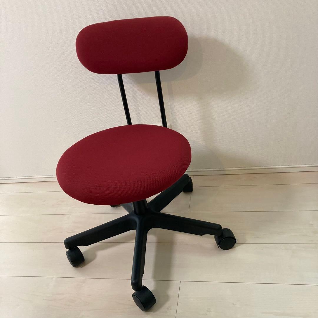 無印良品　ワーキングチェア・ガススプリング昇降式（赤）