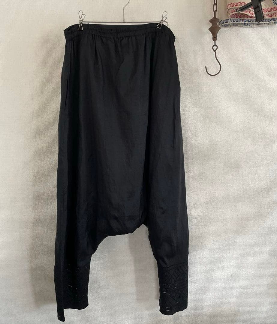 HOUSE OF LOTUS サルエルパンツ　裾刺繍　シルク100%