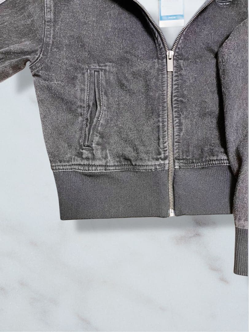 新品未使用タグ付adidas デニムトラックトップブラックデニムジャケットy2k