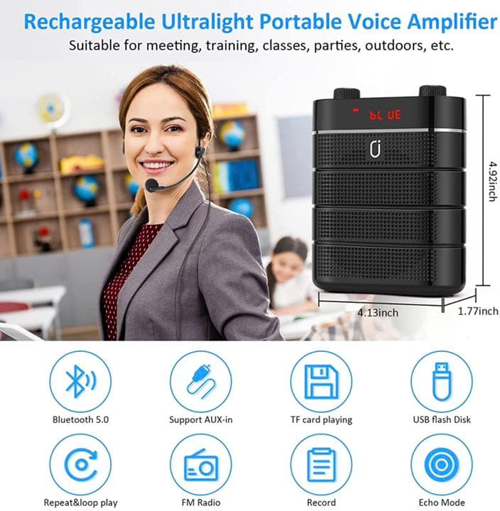 ポータブル有線拡声器 Bluetooth 5.0搭載 USB/TFカードFM対応