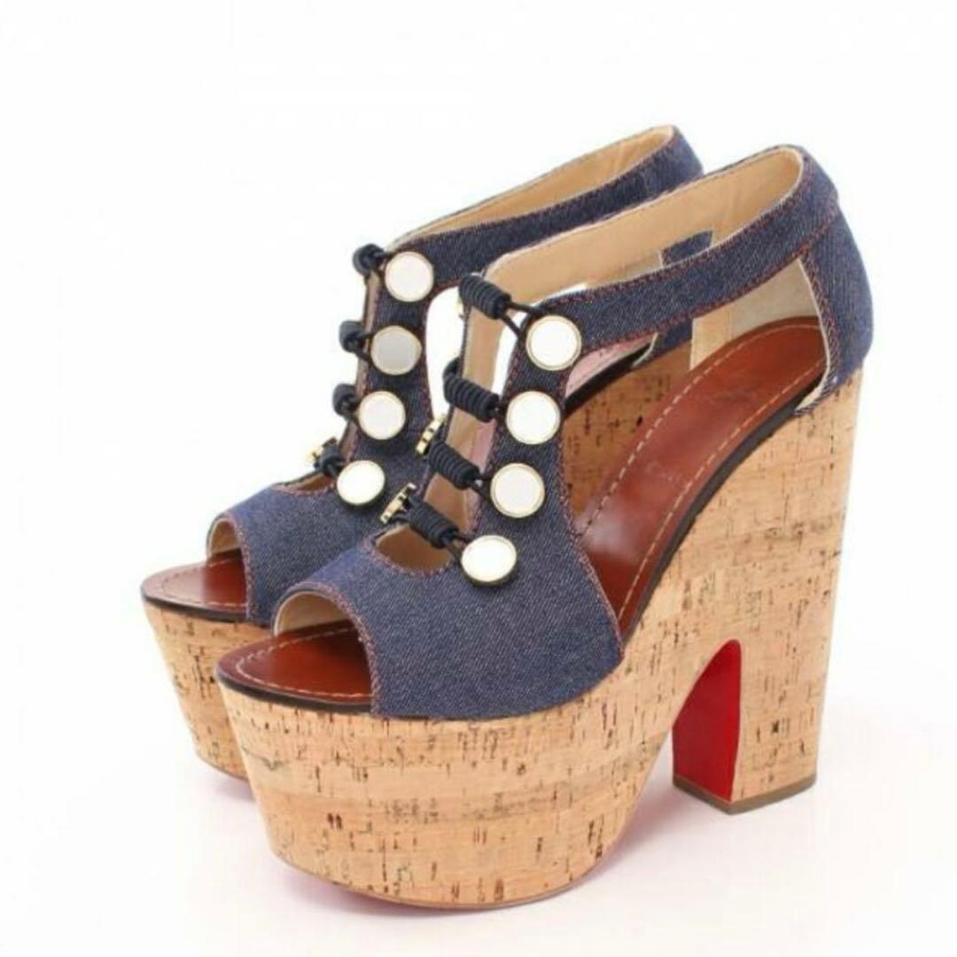 【半額以下】クリスチャンルブタン　デニムヒール