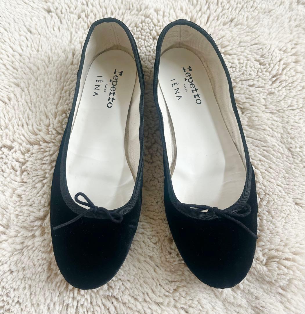 reppetto IENA ベロア バレエシューズ ブラック