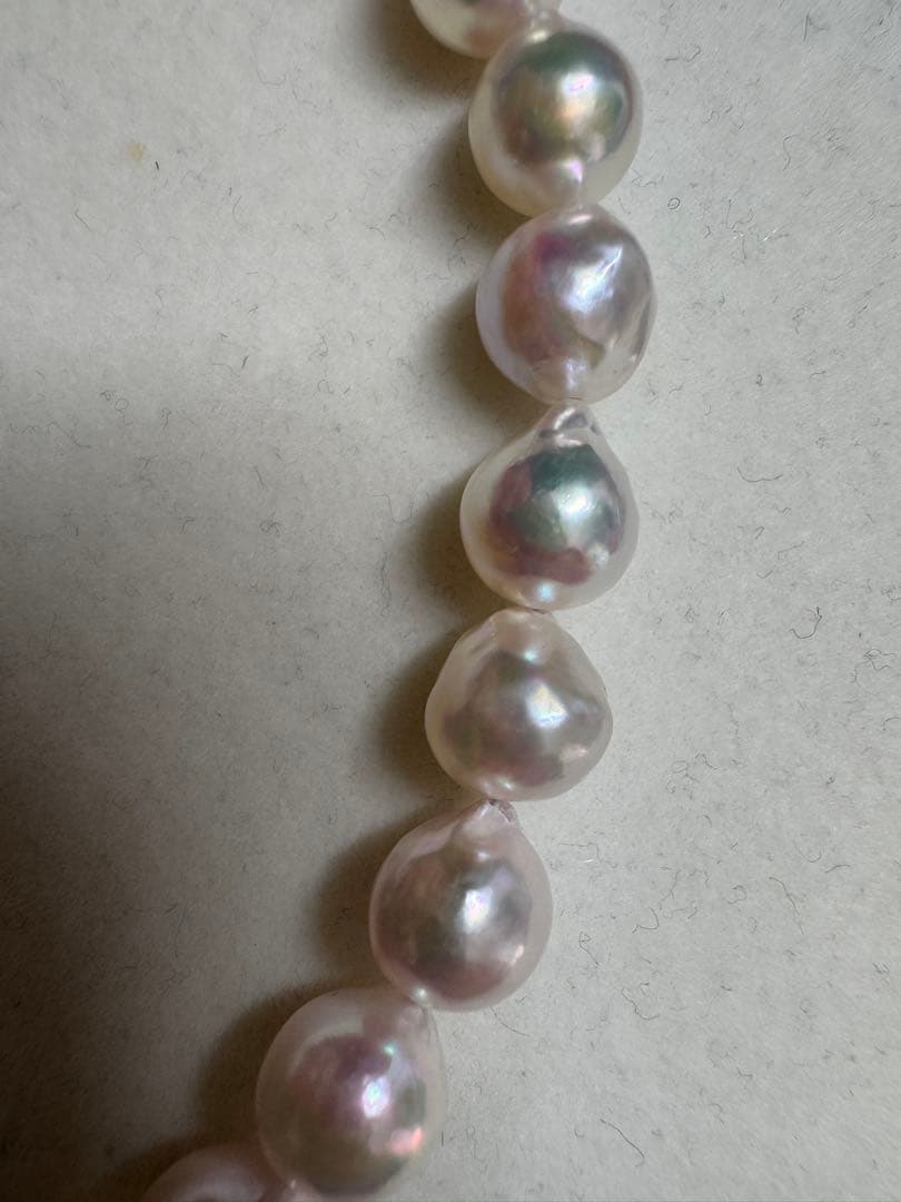 新品　てりツヤ花珠級干渉色抜群アコヤパールネックレス