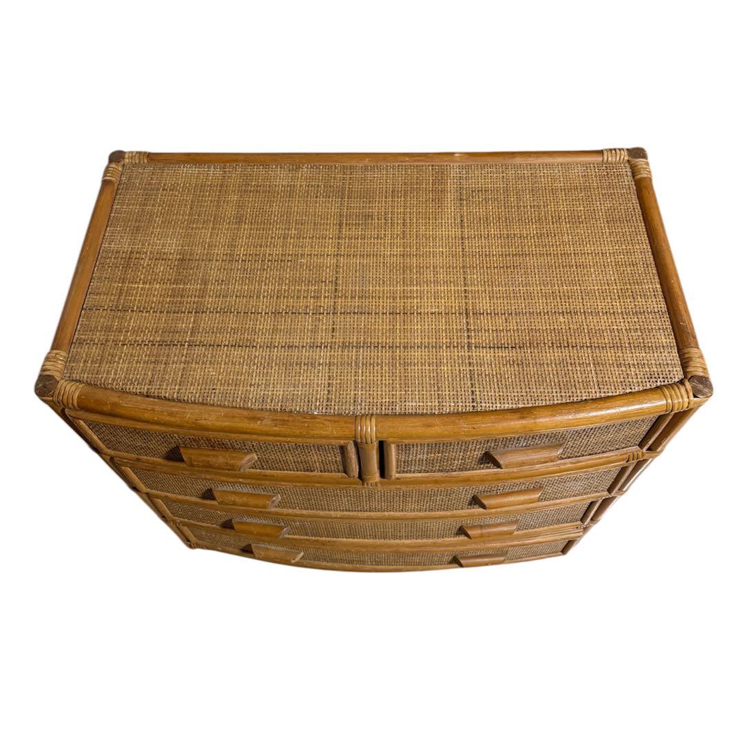 ラタン 4段チェスト　ナチュラル　収納家具 ヴィンテージ