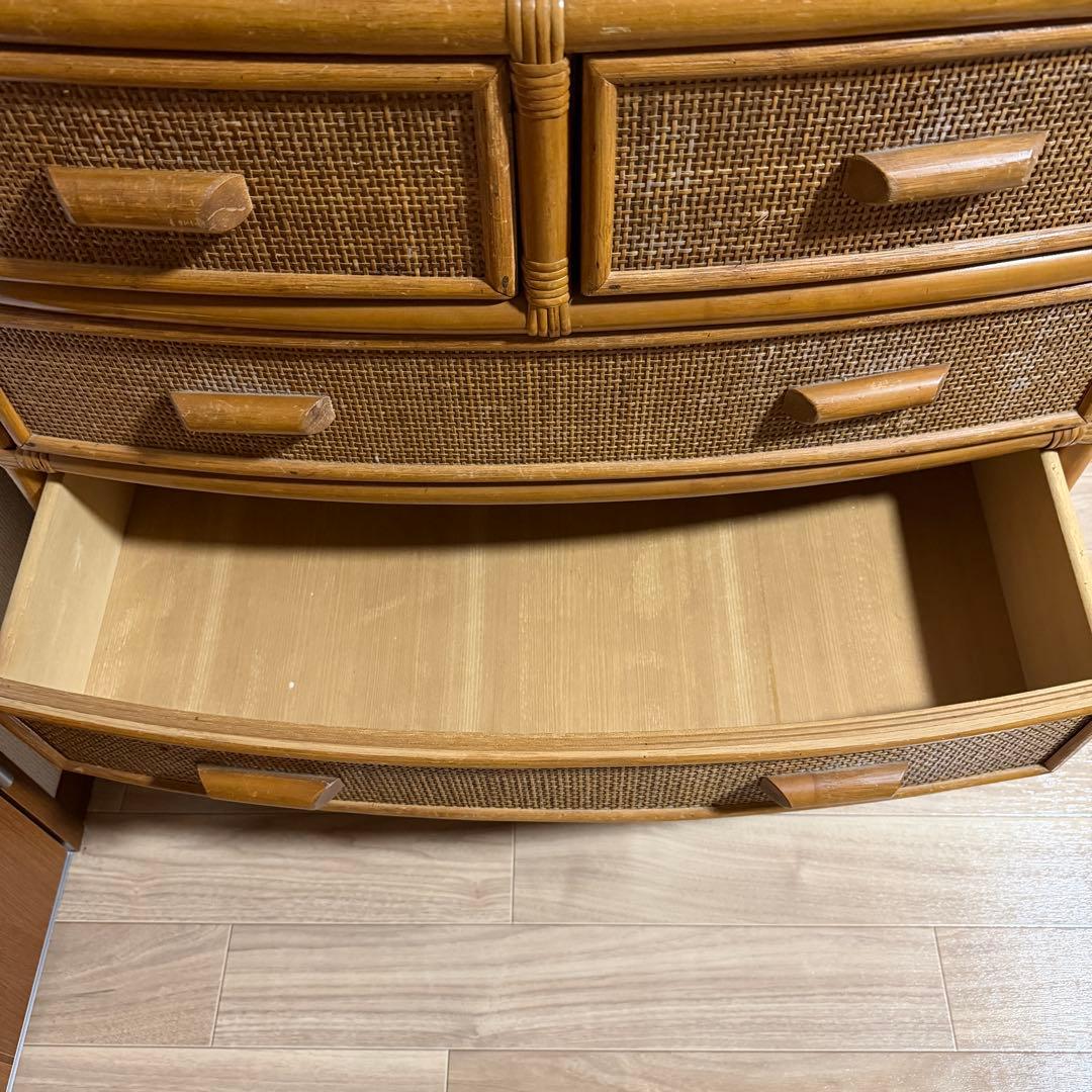 ラタン 4段チェスト　ナチュラル　収納家具 ヴィンテージ