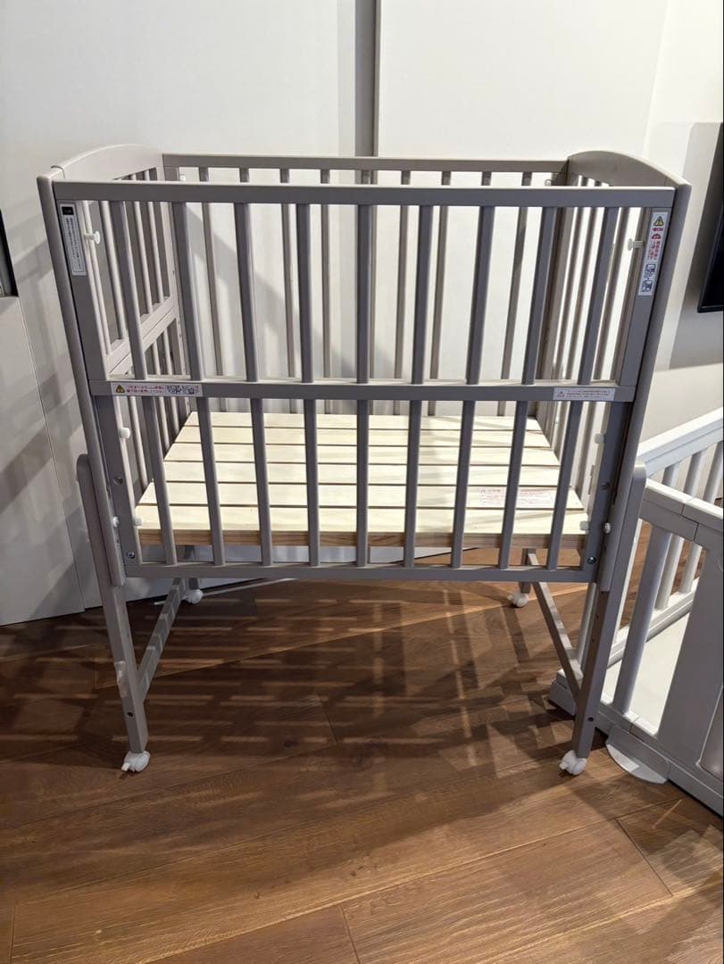 大和屋 ノモック nommoc Wオープン ハイタイプ ミニ ベビーベッドグレー