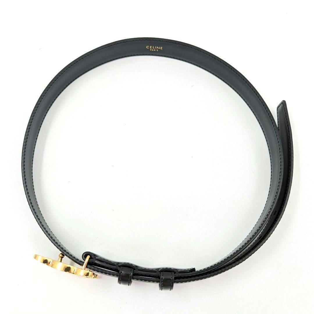 【極美品】CELINE トリオンフ ベルト 80 レザー ブラック 本革