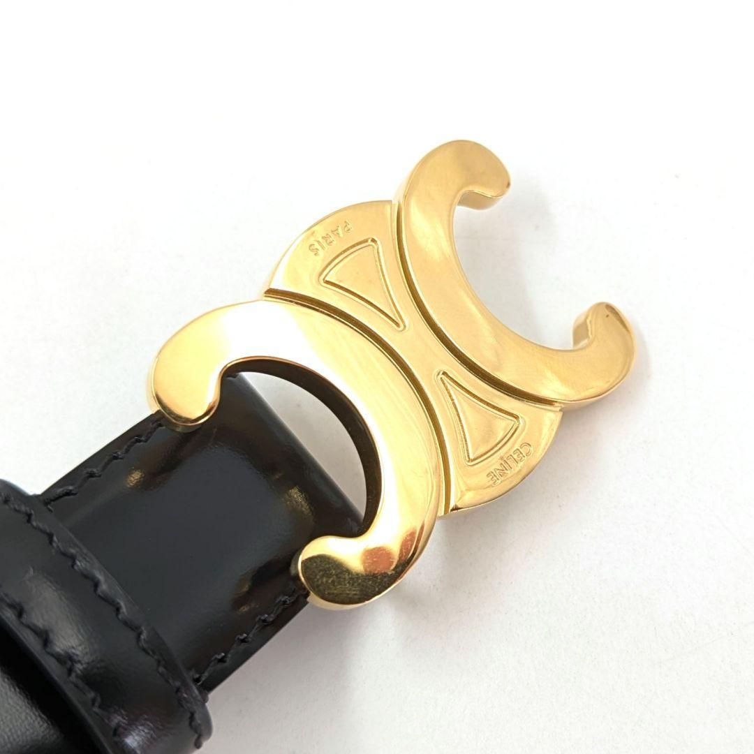 【極美品】CELINE トリオンフ ベルト 80 レザー ブラック 本革