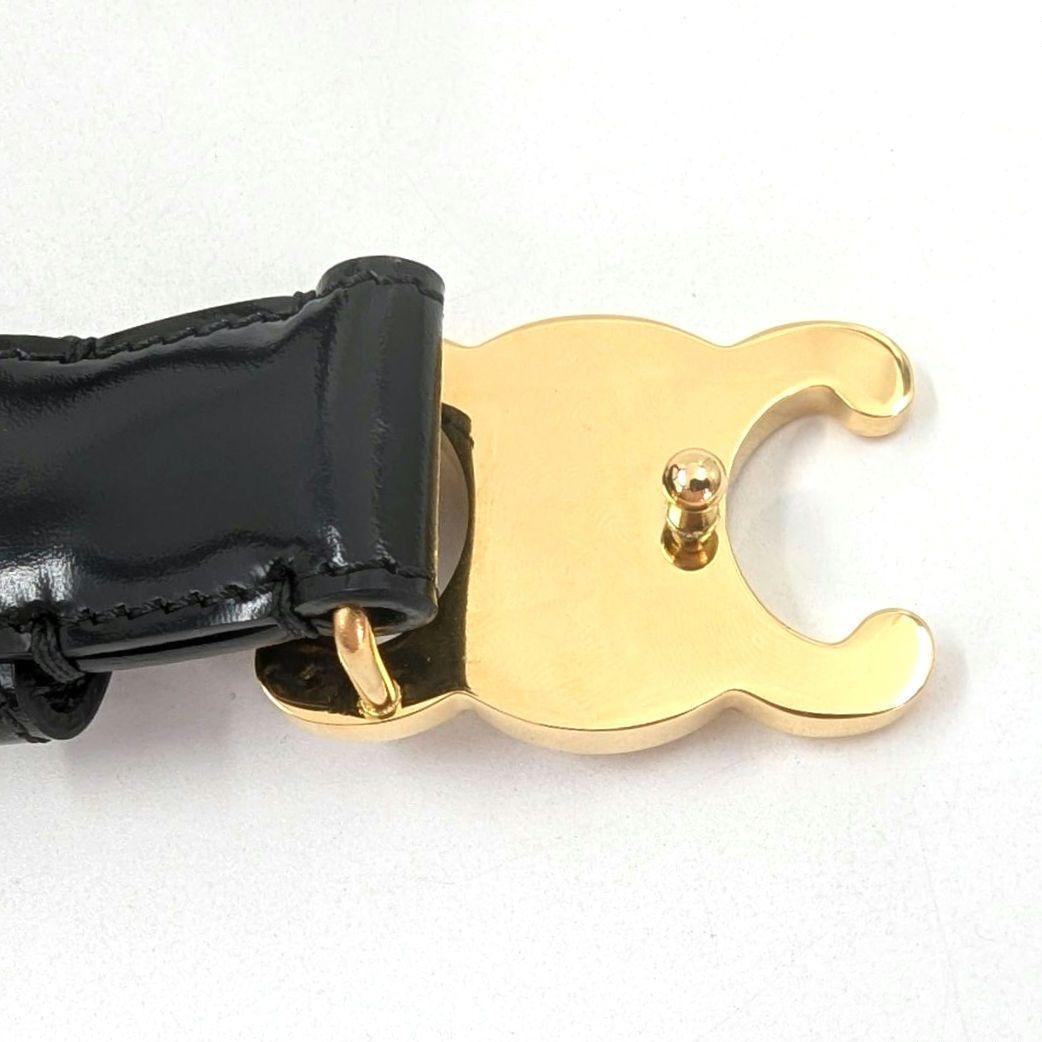 【極美品】CELINE トリオンフ ベルト 80 レザー ブラック 本革