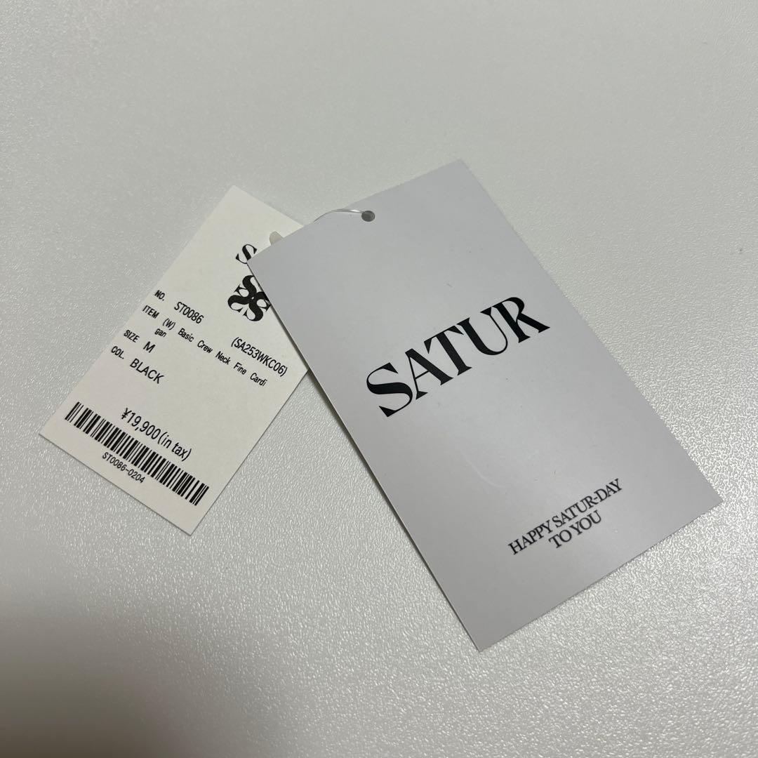 SATUR Basic Crew Neck Fine Cardigan ブラック